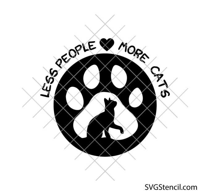 Less people more cats svg | Antisocial quote | Cute kiten svg