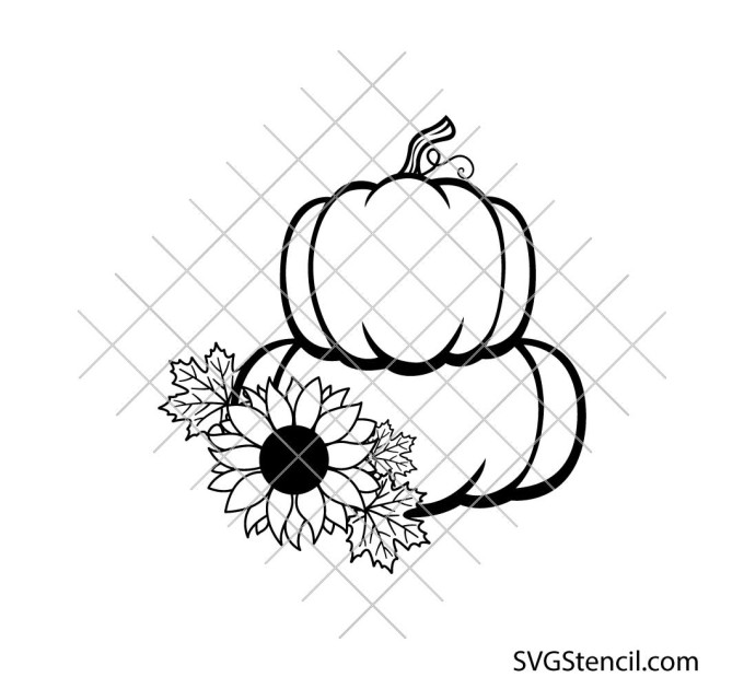 Pumpkin and sunflower svg | Stacked pumpkins svg | Farmhouse fall svg