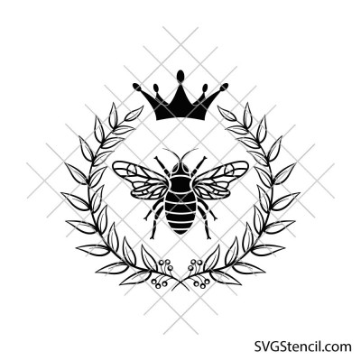Crown bee wreath svg | Queen bee svg | Honey bee svg