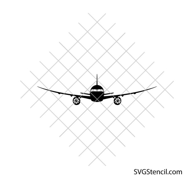 Airplane front view svg | Commercial plane silhouette cut file for Cricut & Silhouette
