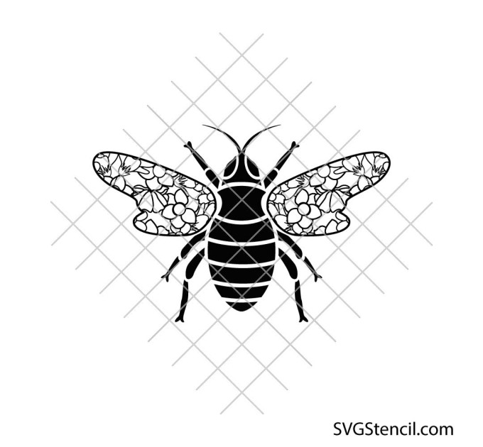 Floral bee svg | Honeybee svg | Boho bee svg