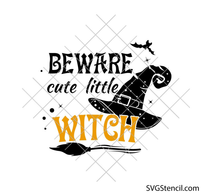 Cute little witch svg | Halloween quote design for cricut and silhouette