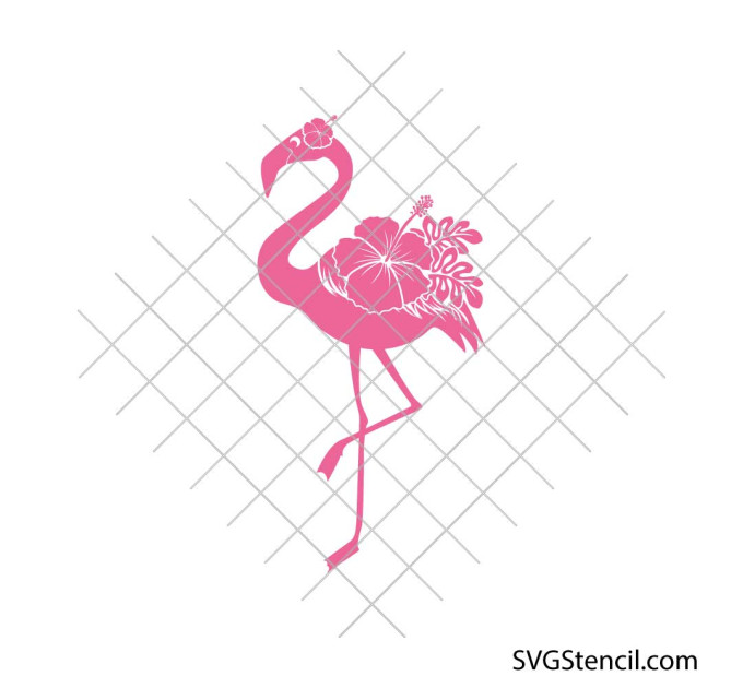 Flamingo with hibiscus svg | Tropical bird cut file | Summer cricut design
