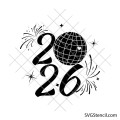 Happy New Year 2026 svg | Fireworks New Year svg | Disco ball celebration cut file for cricut and silhouette