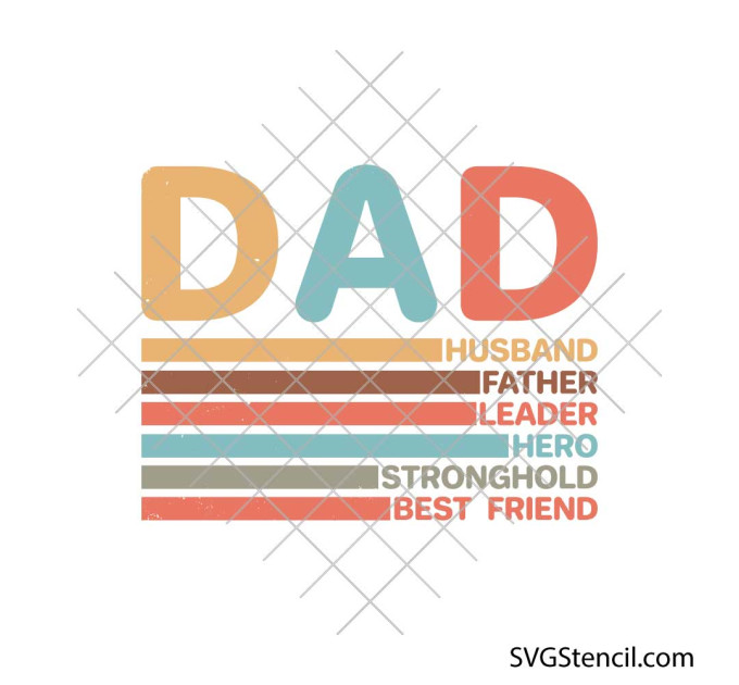 Dad word art svg | Fathers Day shirt design | Hero dad svg cut file for cricut and silhouette