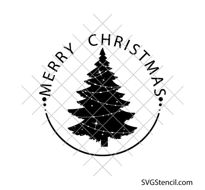 Merry Christmas tree svg | Holiday circle design | Christmas badge cut file for cricut and silhouette