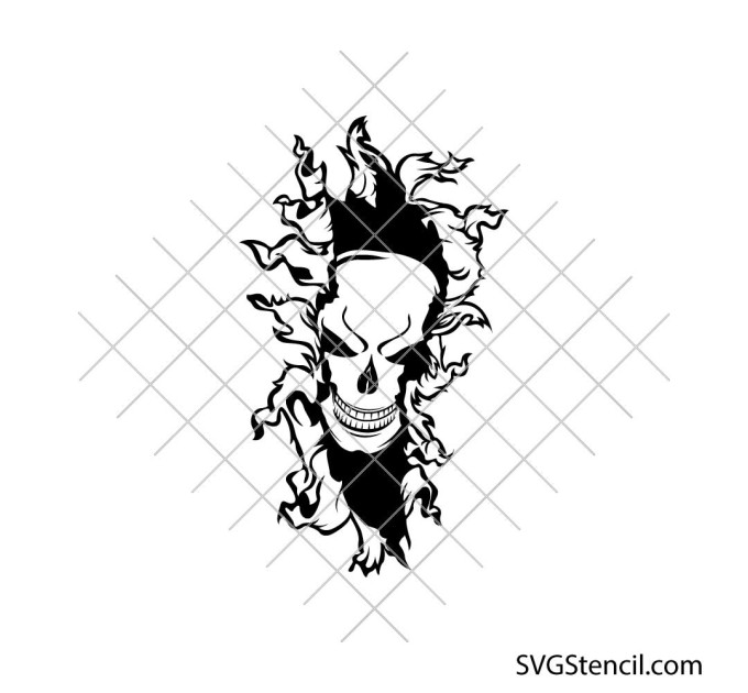Skull in the wall svg | Peeking skull svg | Creepy skeleton svg