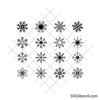 Snowflake svg bundle | Winter snowflakes cut files for cricut and silhouette | Christmas clipart set