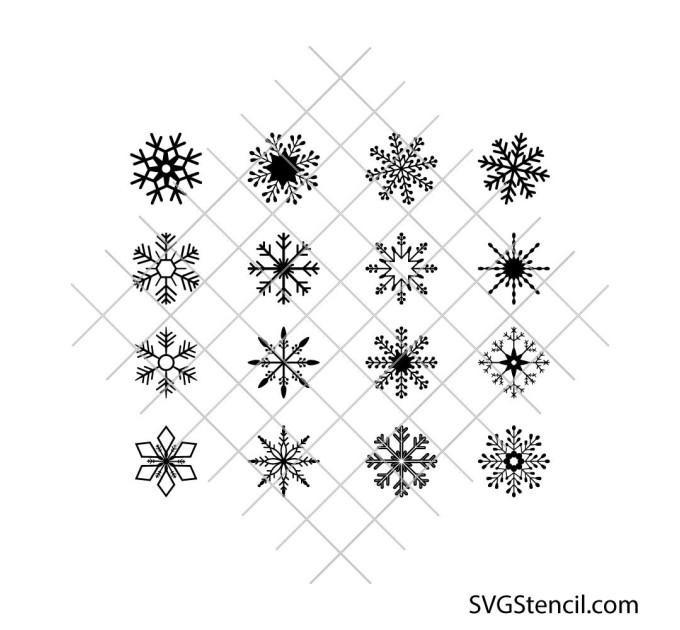 Snowflake svg bundle | Winter snowflakes cut files for cricut and silhouette | Christmas clipart set
