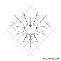 Spider web heart svg | Spiderweb svg| Gothic decor svg