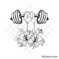 Strong woman with dumbbell and flowers svg | Fitness motivation cut file | Gym cricut design