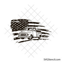 Vintage truck American Flag svg | Patriotic pickup cut file for cricut and silhouette