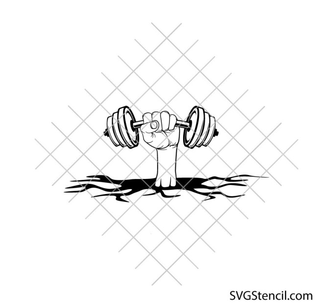 Power hand with dumbbell svg | Gym motivation cut file | Fitness workout cricut design