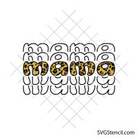 Cheetah print mama svg | Stacked mama shirt design | Retro motherhood cut file