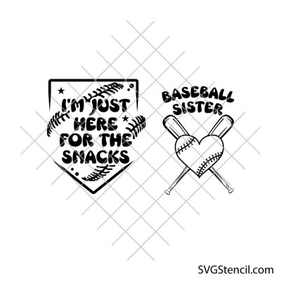 Baseball sister svg bundle | Funny snacks quote game day cut file