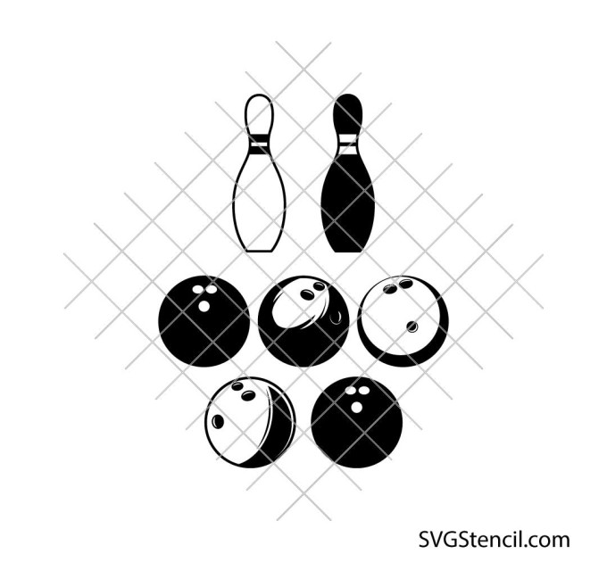 Bowling svg set | Bowling ball and pin svg | Bowling clipart bundle | Sports svg cut file | Cricut silhouette