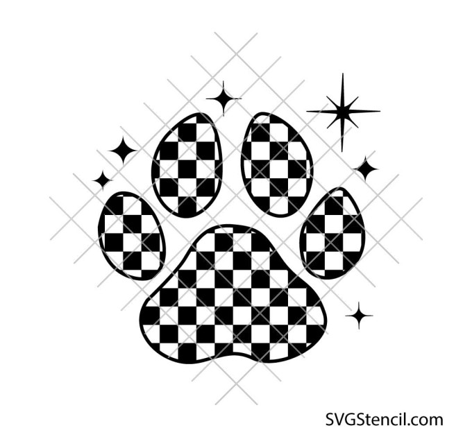 Checkered paw print svg | Dog paw aesthetic | Pet lover cut file for cricut