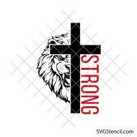 Christian lion cross svg | Faith strength svg | Lion with cross svg