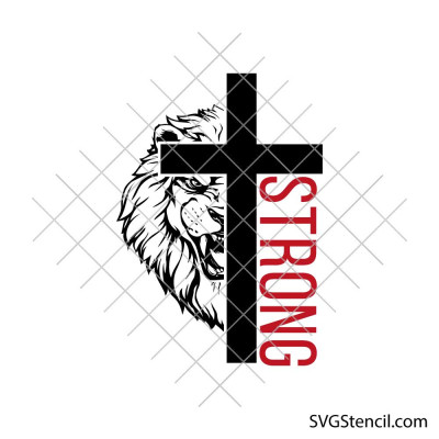 Christian lion cross svg | Faith strength svg | Lion with cross svg