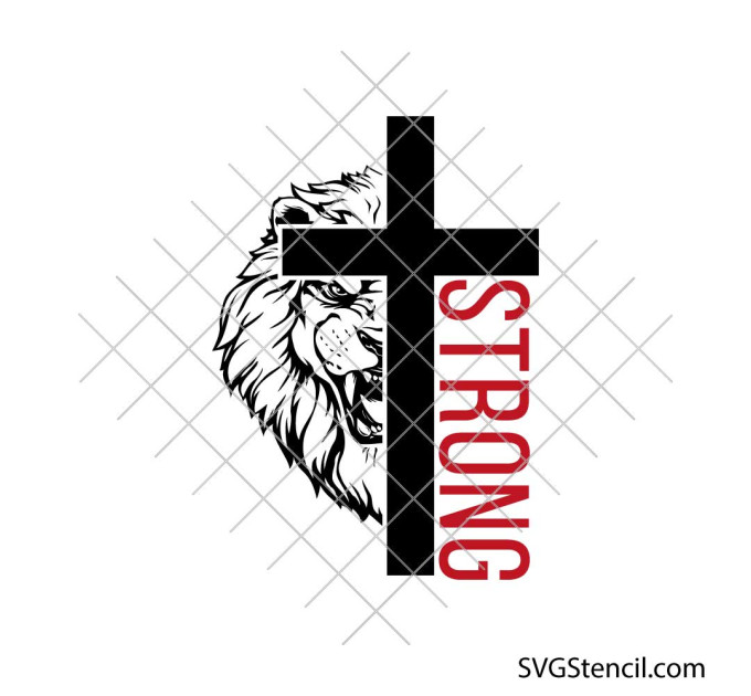 Christian lion cross svg | Faith strength svg | Lion with cross svg