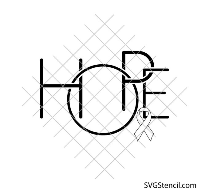 HOPE Awareness Ribbon svg | Inspirational support png design | Charity events svg