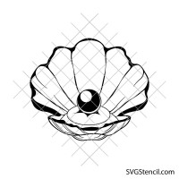 Pearl shell svg | Oyster shell line art | Ocean minimalist cut file