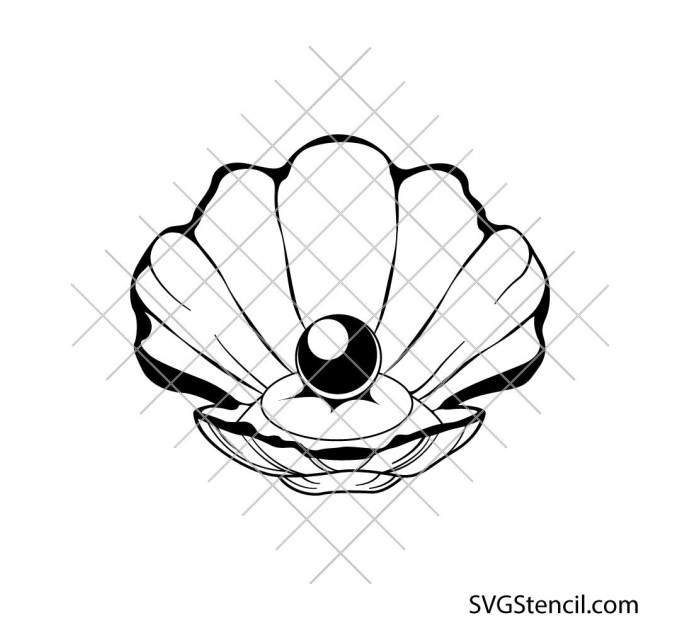 Pearl shell svg | Oyster shell line art | Ocean minimalist cut file