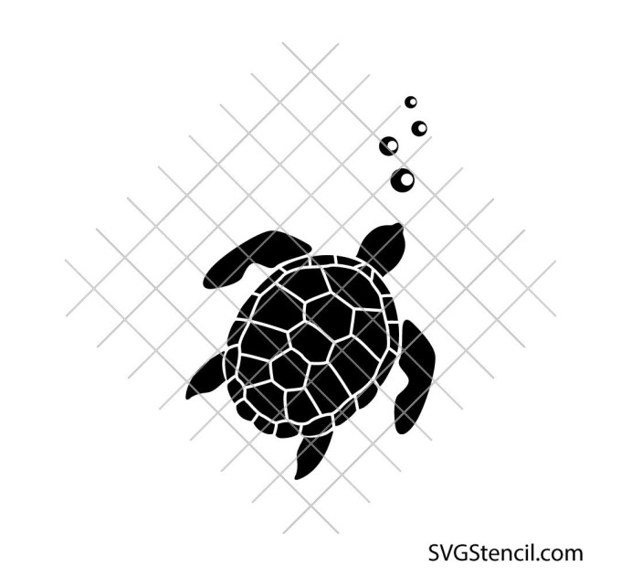 Sea turtle svg | Ocean turtle silhouette | Minimalist marine cut file