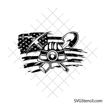 Mining American Flag svg | Patriotic worker svg | Hard hat svg