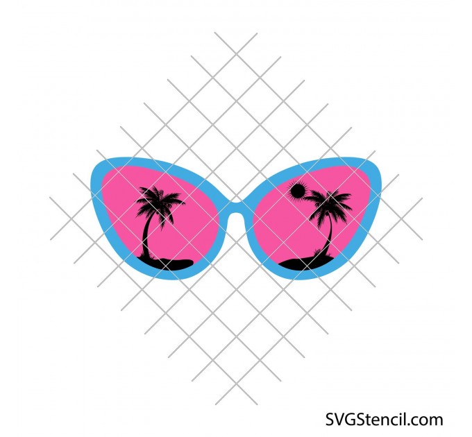 Sunglasses with palm trees svg