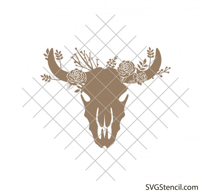 Bull skull with flowers svg | Floral Cow Skull Svg