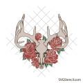 Deer with roses svg | Skull deer svg