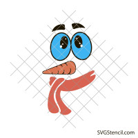Funny snowman face with scarf svg