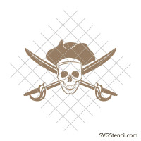 Skull with pirate hat svg | Skull head svg