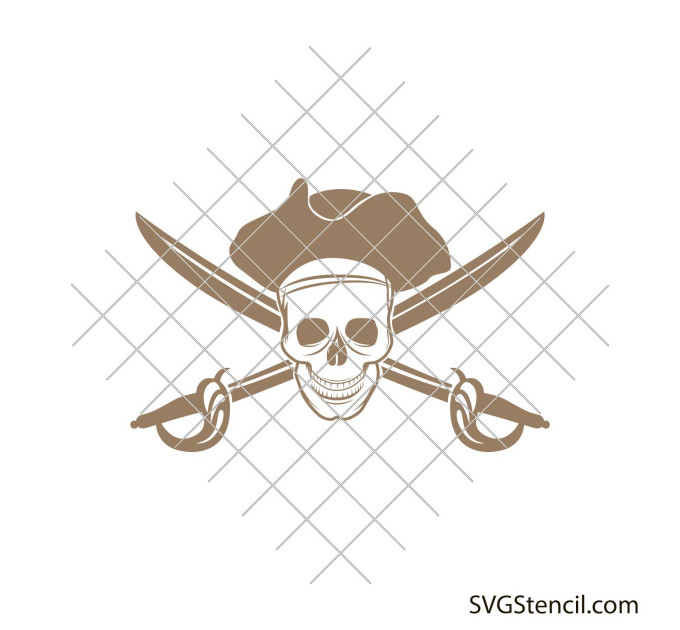 Skull with pirate hat svg | Skull head svg