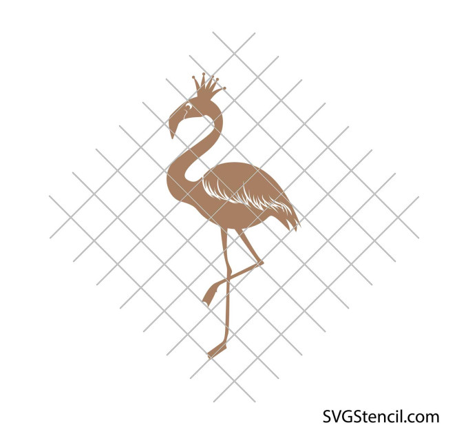Flamingo with crown svg | Cute flamingo svg