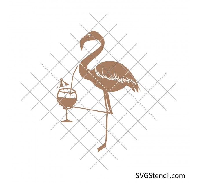 Drinking flamingo svg | Funny flamingo svg