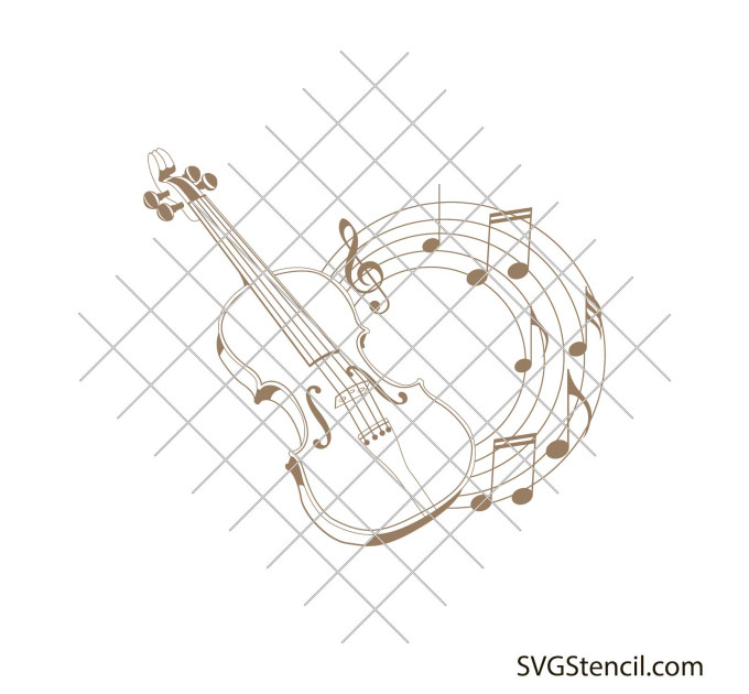 Violin with music notes svg | Fun violin svg