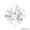 Acoustic guitar with flowers svg