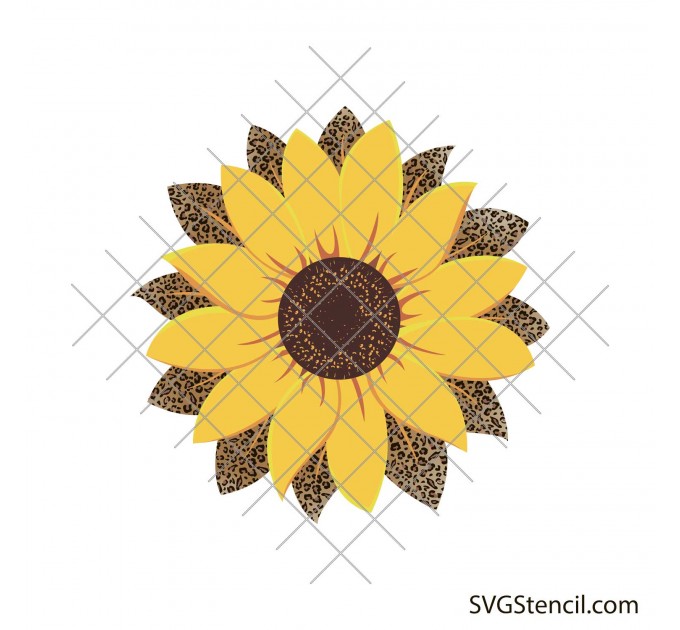 Sunflower slipart png | Leopard sunflower svg