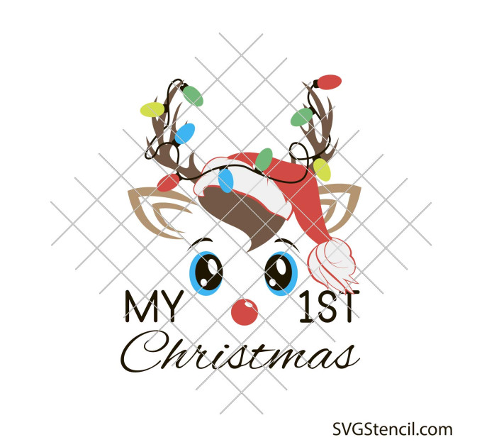 Christmas reindeer with light string svg