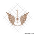 Acoustic guitar with angel wings svg