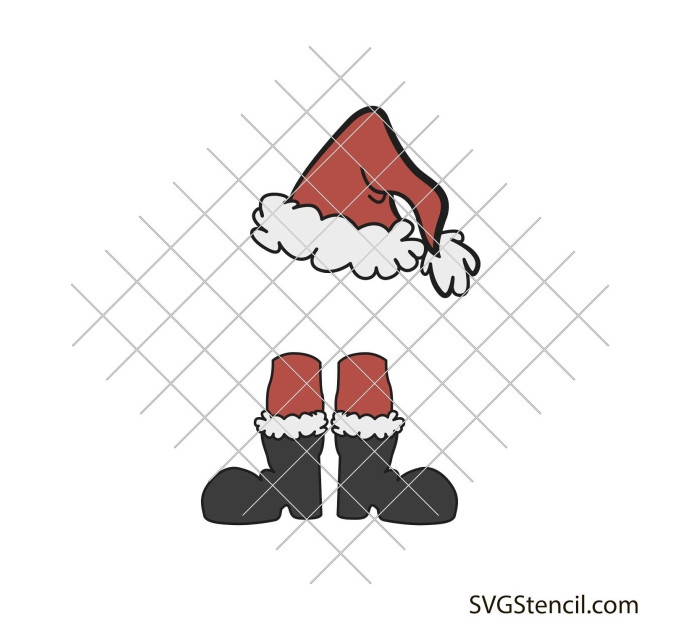Santa hat and boots svg clipart