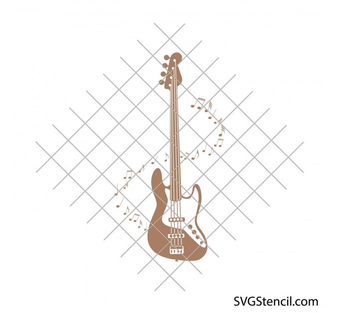 Electric guitar and music notes svg