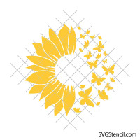 Sunflower and butterfly svg |Outline sunflower svg