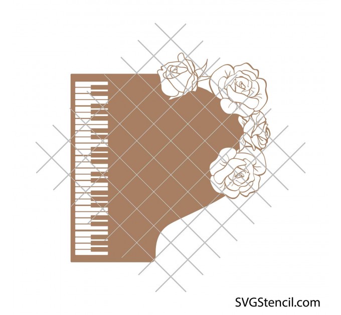 Piano keys with roses svg | Layered design