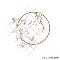 Hummingbird with flower svg | Round sign svg