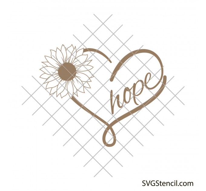 Simple sunflower and hearts svg | Flower digital