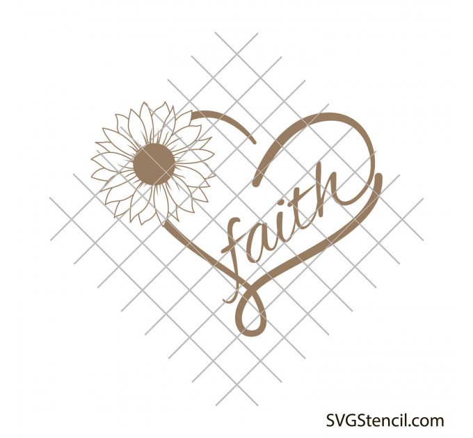 Simple sunflower and hearts svg | Flower digital