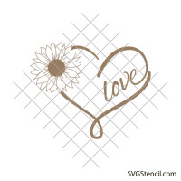 Simple sunflower and hearts svg | Flower digital